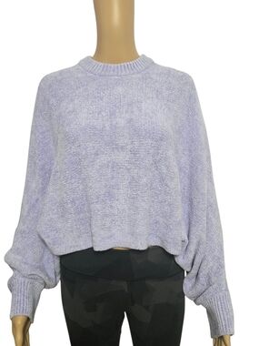 Wilfred Aritzia Lavender Chenille Cropped Sweater Balloon Sleeve Oversized M